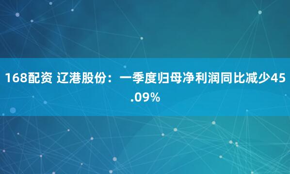 168配资 辽港股份：一季度归母净利润同比减少45.09%